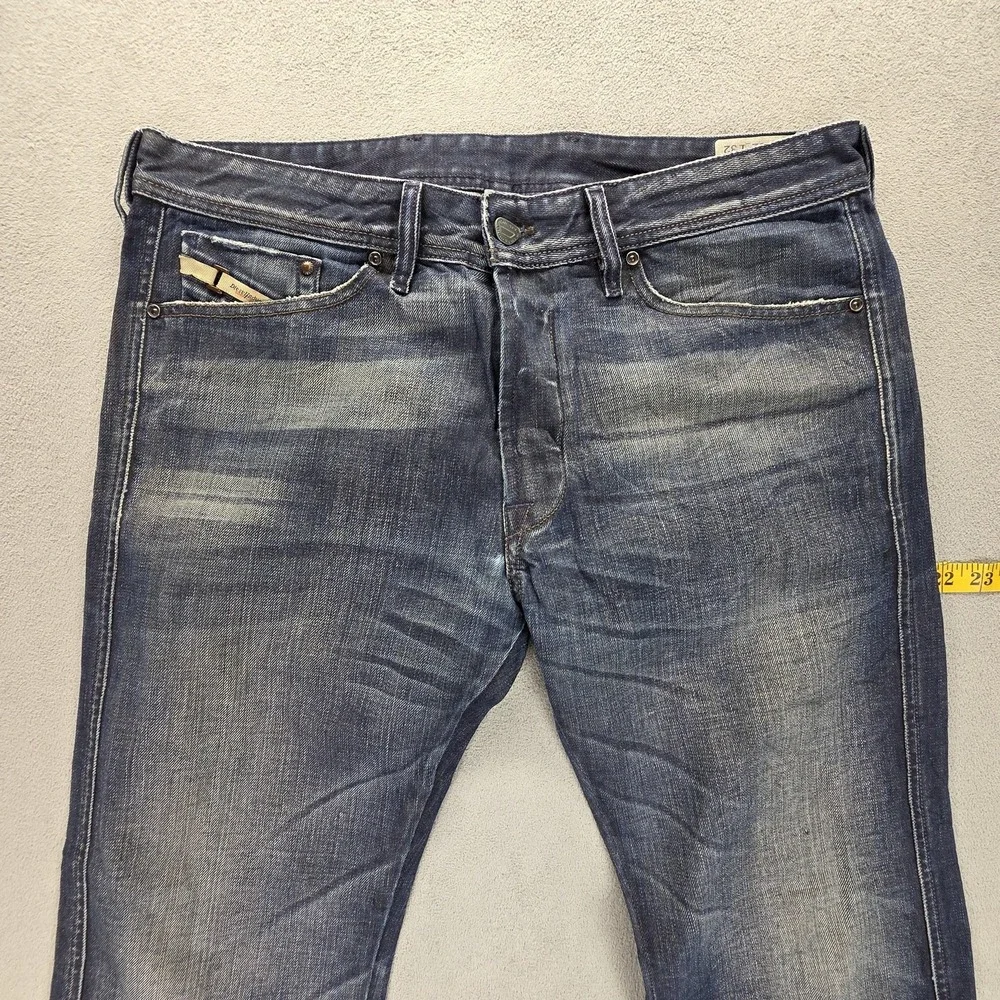 Diesel Jeans Mens 32x32 Blue Dughan Button Fly Made In Italy Altered Hem 008IW